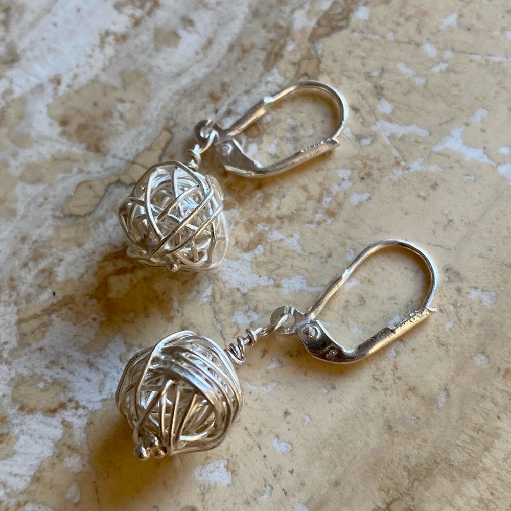 Earrings Thai Karen hill tribe silver nest
